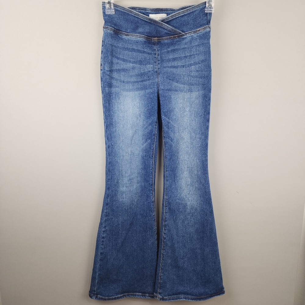 Risen Flare Jeans Pull On Stretch Sz 5 27
